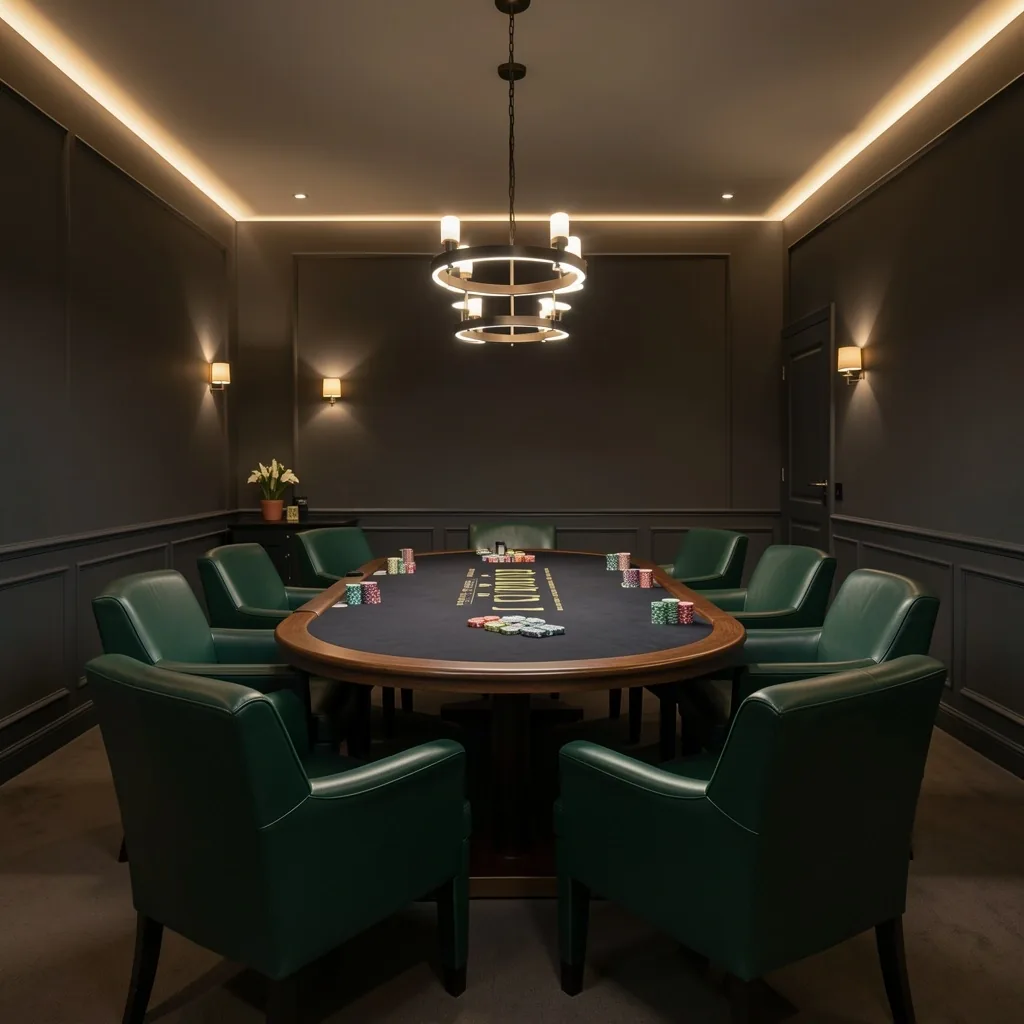 Interieur van de besloten poker lounge bij Meroveld
