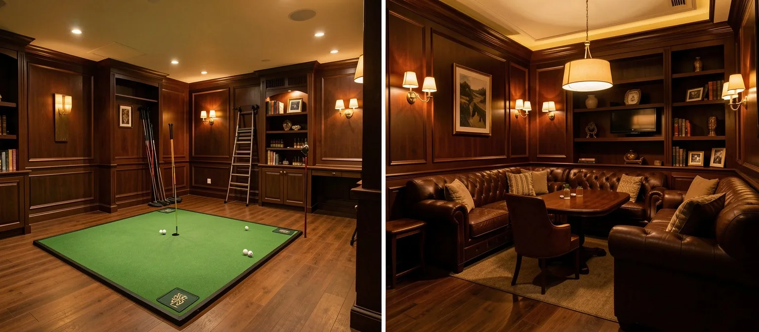 Sfeerbeeld van de golf studio en poker lounge ambiance bij Meroveld Eindhoven